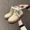 Women's Fashion Lightweight Height-enhancing Thick Sole Winter Warm Fur One Snow Boots Plush Lined Non-slip Casual Sports Cotton Boots