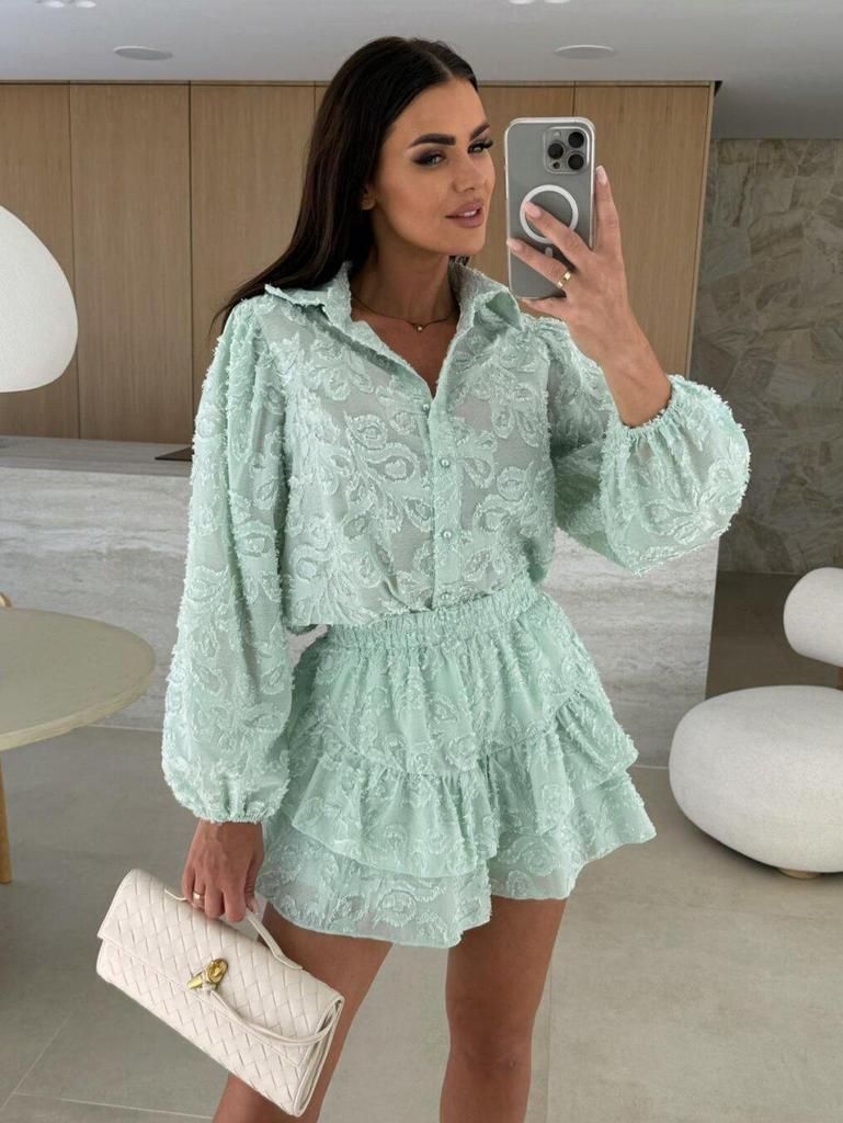 Auf Lager: Spitze Hohl Lässiges Langarm-Set - Sommerkollektion