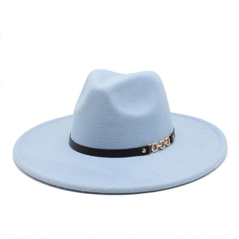 Big Eaves Wool Jazz Top Hat Women'S Casual Big Edge Felt Hat Men'S Jazz Hat 9.5Cm