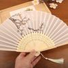 Antique Folding Fan Bamboo Frame Handheld Fan Women Fan Decorative Fan  Cheongsam Matching