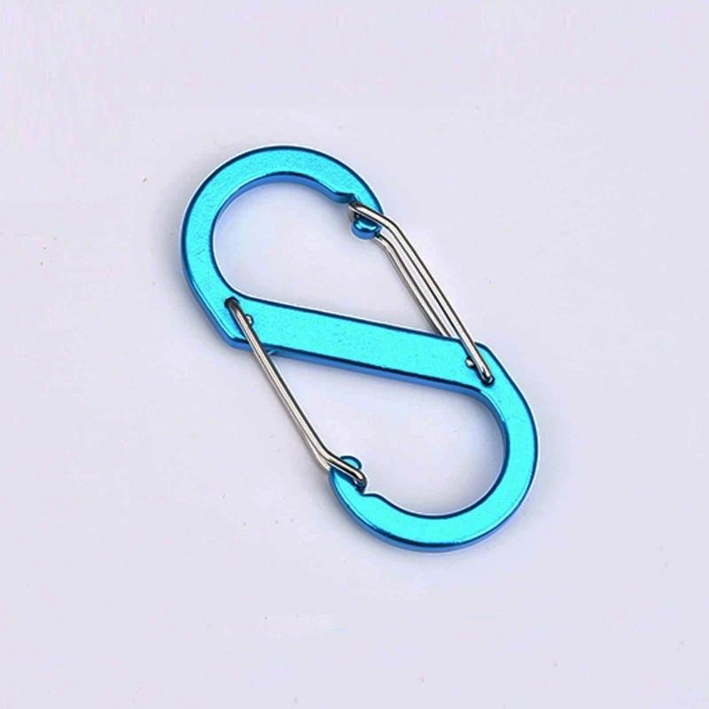 

Dual Wire Gate Snap Hook Aluminum Alloy Hook 8 Assorted Color Double Sided Clips Keychain for Camping Fishing Hiking S небесно-голубой
