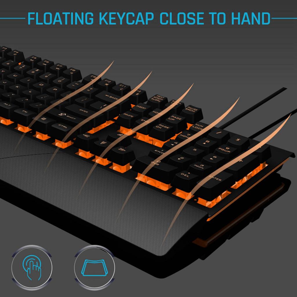 RGB Wired Keyboard with Wrist Rest 104 Keys Clr Characters Good Resilience Mechanical Feel Keyboard for   Gaming
