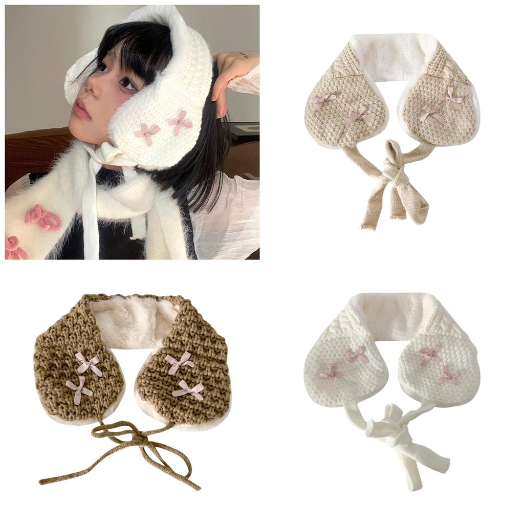 Lovely Knitted Tie EarMuffs for Women and Kids Ear Warmer Headband for Winter Christmas New Year Gifts