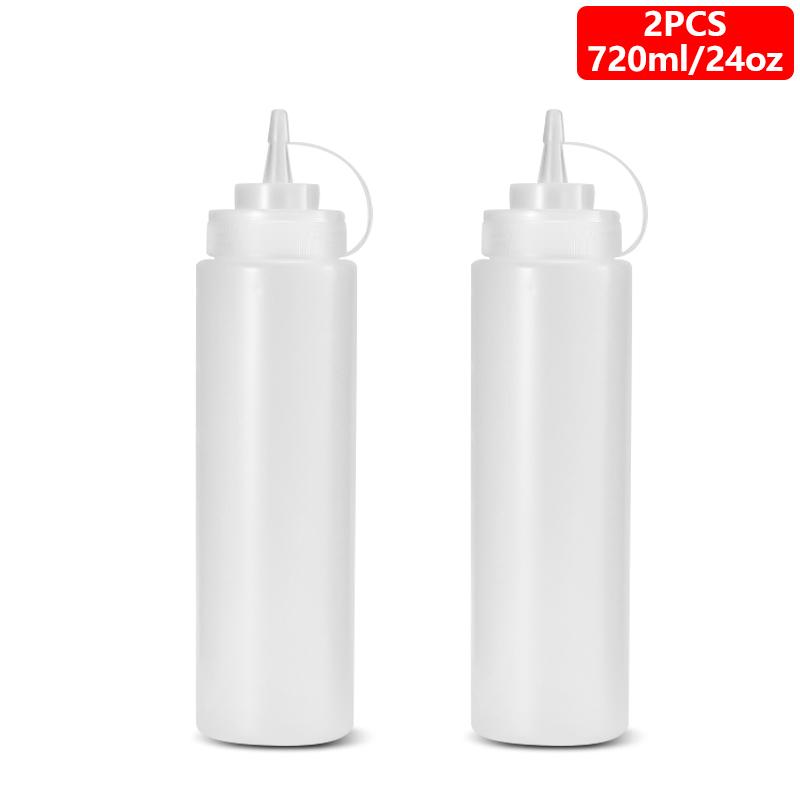 1/2/4/6 Stück Gewürz-Quetschflaschen mit Kappen, Kunststoff-Quetschspender mit Messangaben für Ketchup, BBQ, Saucen, Sirup