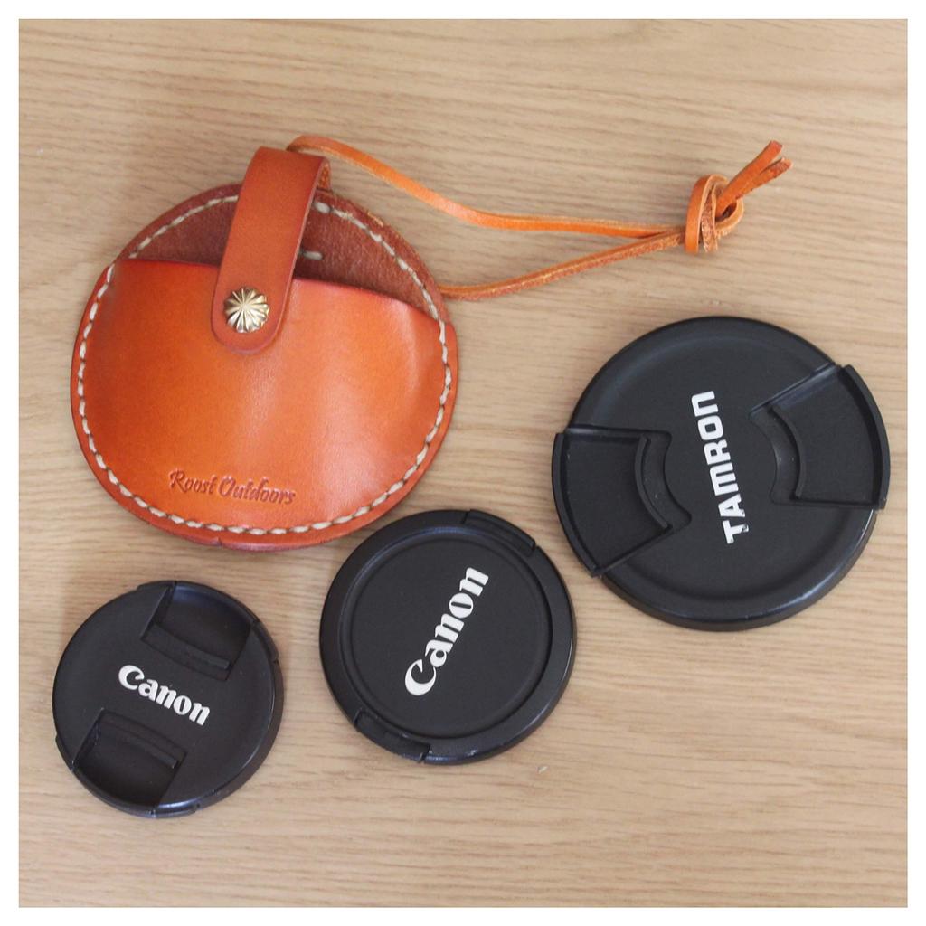 Roost Outdoors Genuine Leather Camera Lens Cap Genuine SLR Lens Cap Strap Compatible with 52mm and 72mm Lenses Holder, Lid, Leather, Cover, Case,