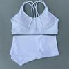 JYL Solid Tight Yoga Riding Shorts Cross Back Underwear Shorts Set