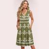 Damen Lässige Ärmellose Sommerkleider Frühling Rundhals Patchwork Boho Floral Cocktailparty Kleid