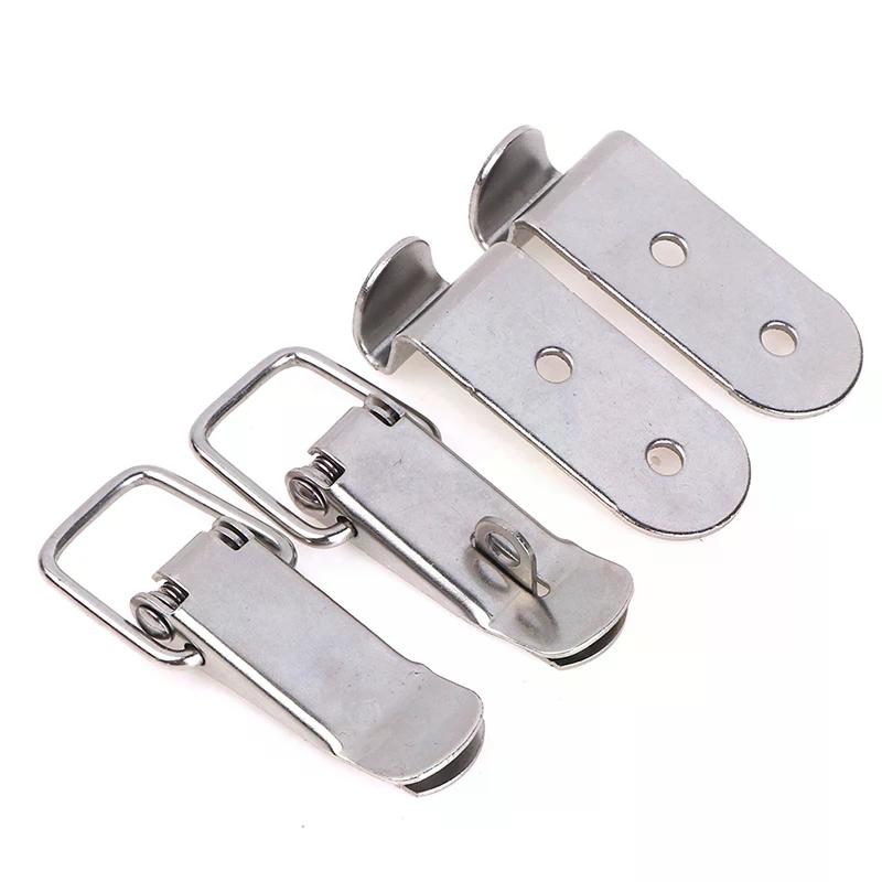 90 Degrees Duck-mouth Buckle Hook Lock Iron Spring Loaded Draw Toggle Latch Clamp Clip Silver Hasp Latch Catch Clasp