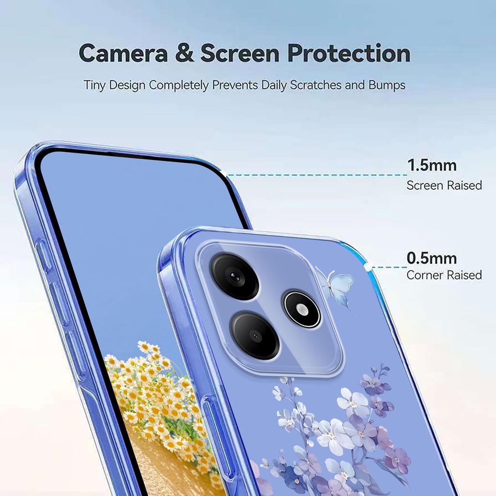 Für Xiaomi Redmi Note 14 4G (163,25 x 76,55 x 8,16 mm) Hülle Schmetterling Blumenmuster Druck TPU Handy Rückseite