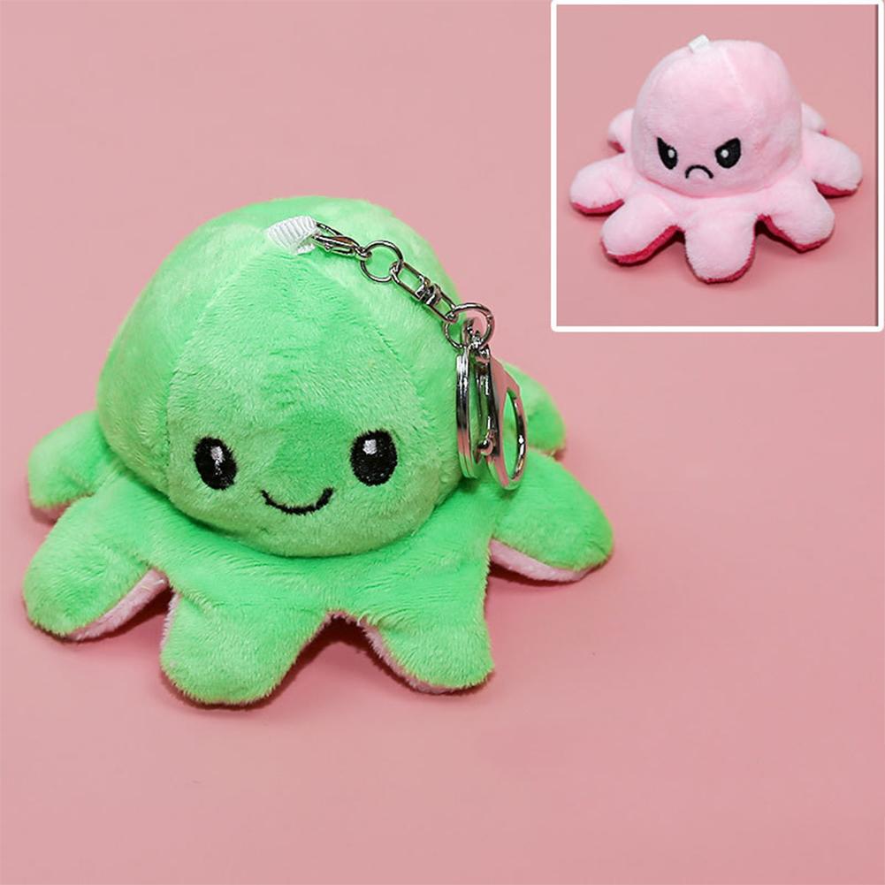 Reversible Octopus Plush Pendant Double-sided Expression Flip Octopus Keychain Toy Doll