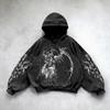 Retro gotická grafická potisk Hip Hop mikina s kapucí pro muže Y2k Grunge Punk ležérní volný pulovr dámská streetwear mikina s kapucí