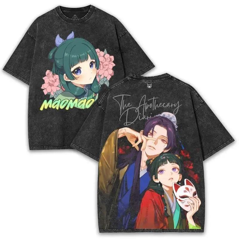 Маомао Цзиньши Дневники аптекаря Графическая футболка для мужчин женщин Хлопковая одежда Аниме Стиранные топы Харадзюку Оверсайз футболка XXL чёрный