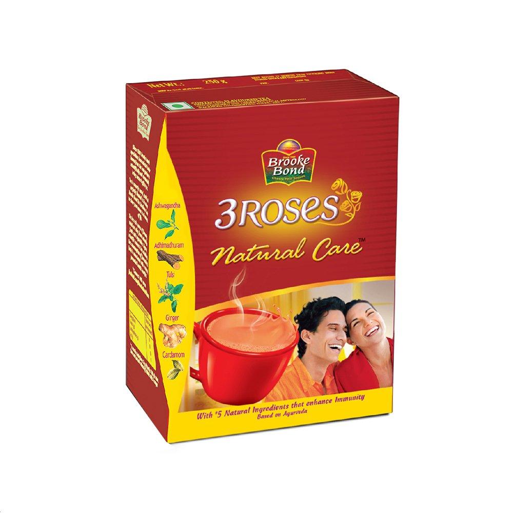 Brooke Bond 3 Roses Natural Care Práškový čaj 250 gramové balení se zázvorem pro imunitu a pohodu