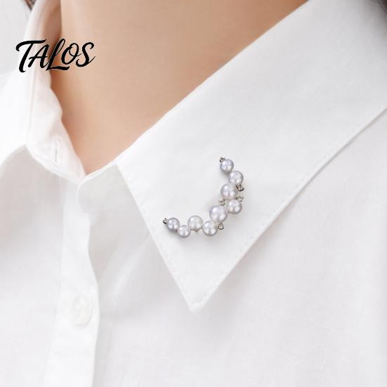 Brooch Pin, Curved Design Imitation Pearl Lapel Pin, Pearlescent Texture Badge for Coats Shirts Scarves Accessories
