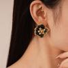 Exquisite Flower Crystal Earrings Vintage French Style Earrings Elegant Oil Dripping Earring  Gift