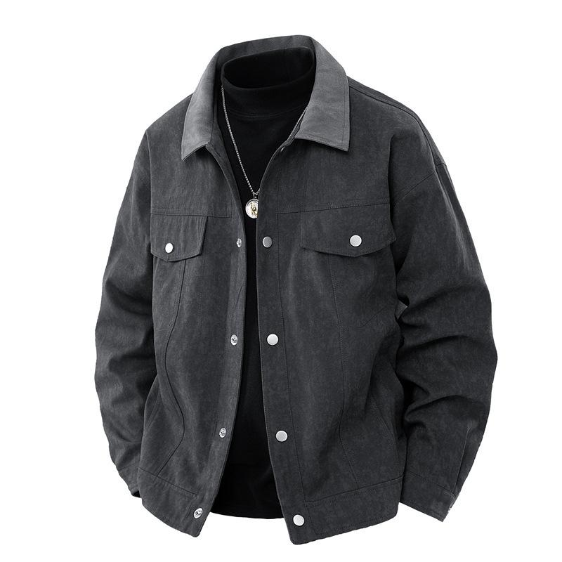 Men's Spring and Autumn Jacket Lapel Trendy Versatile Men's Retro Loose Jacket