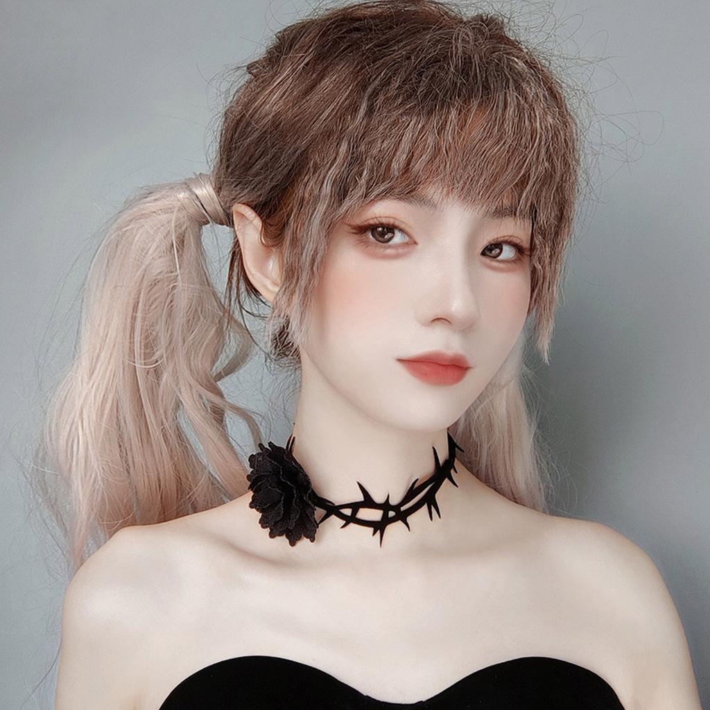 Retro Rose Clavicle Chain Necklace Thorny Rose Collar Ornament Sext Velvet-Belt Choker Gothic Collar Choker Necklace