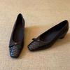 Scarpe da Donna Comode a Tacco Basso, Slip-On con Nodo Piatto, Intrecciate, Versatili, Punta Quadrata, Tacco Chunky, Scarpe da Pendolari Primavera Autunno