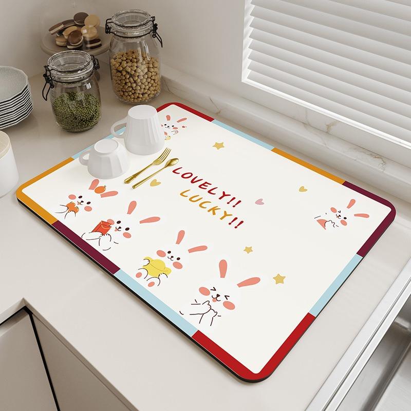 

Super Absorbent Large Kitchen Absorbent Mat Antiskid Draining Coffee Dish Drying Mat Quick Dry Bathroom Drain Pad Tableware Mat (as the picture,20x30cm)