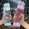1PC Faint city map line sketch print 750ml colorful plastic sports water bottle leakproof pop up lid with straw for outdoor work home use