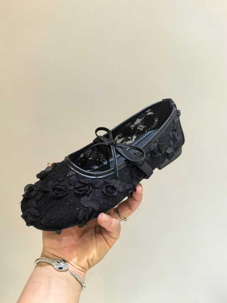 French New 2025 Summer Fairy Wind Girl Wear Versatile Soft Sole Bow Ballet Single Shoes Woman