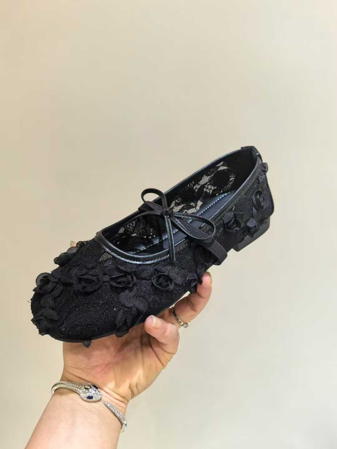 

Французская новая летняя фея ветер девушка в универсальных балетках с мягкой подошвой и бантом женщина 40 чёрный