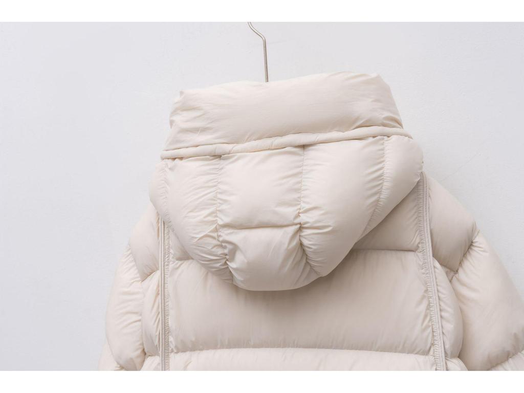 Women's Mid-Length Soft Hooded Goose Down Jacket - Simple Loose Fit