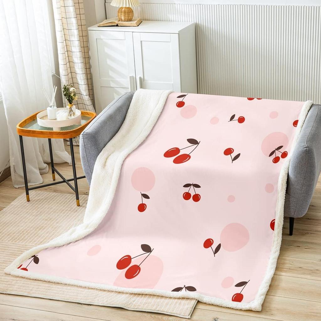 Persimmon Throw Cartoon Fruit Blanket with Orange Stripes Soft Warm Fleece for Bed or Couch  Lightweight for Kids Adults x Inche