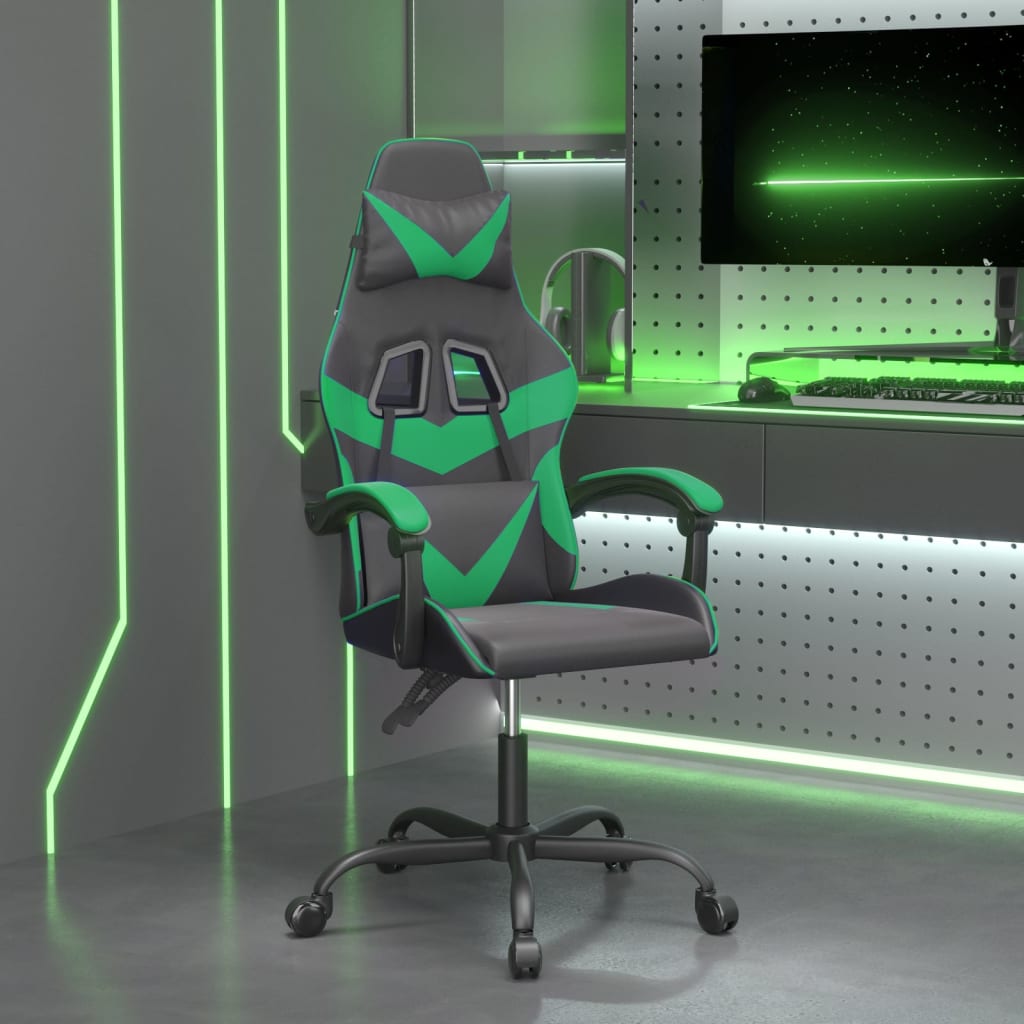 Gaming Chair Black and Green Synthetic Leather