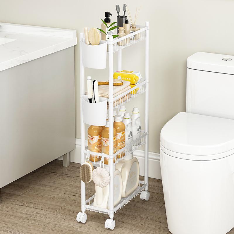 Multi-layer Bathroom Shelf with Wheels - Narrow Gap Storage Trolley
