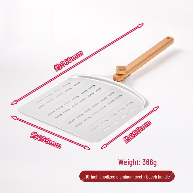 10-inch Anodized Aluminum Pizza Peel with Rotating Wooden Handle