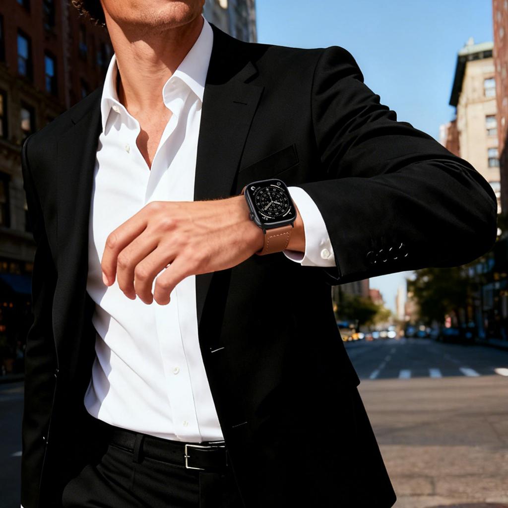 Leather For Apple Watch Bands 44mm 45mm 40mm 41mm 42mm 46mm Genuine Bracelet Correa iWatch Series 11 10 9 6 SE 7 8 Ultra 3 Strap