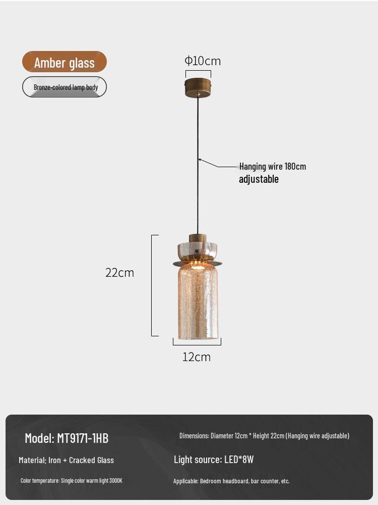 Retro Luxury Bedside Pendant Lamp - Designer Wall & Bar Counter Lighting