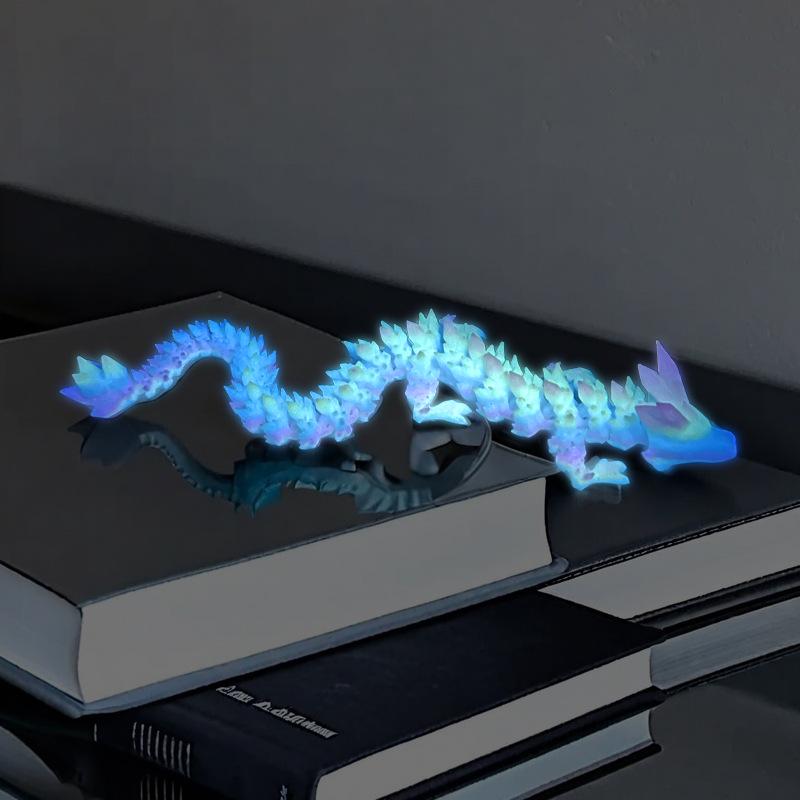2024 Luminous 3D Printed Crystal Dragon Figurine - Fully Poseable