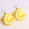 Funny Punk False Tooth Drop Earrings for Women Exaggerated Funny Long Dangle Earring Ear Clips Female Fashion Jewelry Party Gift