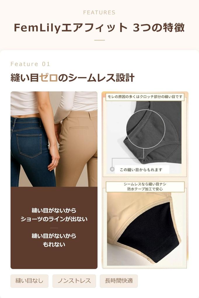 Absorbent Shorts 30ml Seamless Bikini Style Sanitary Shorts for Menstruation and Breathable [FemLily] Discharge, (JP, Alphabet, M, Black)