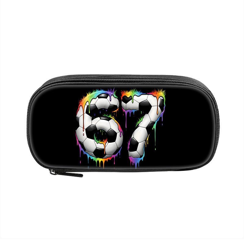 Six Seven Printed Pattern Nylon Pencil Case For Students With Compact Storage And Casual Style