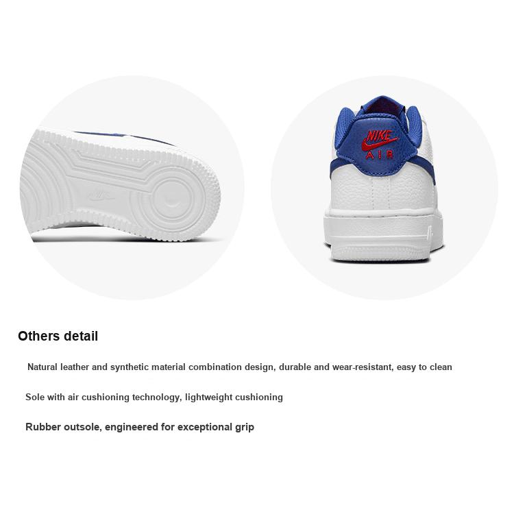 Nike Air Force 1 GS White Deep Royal Blue Kids Sneakers University-Red CT3839-101