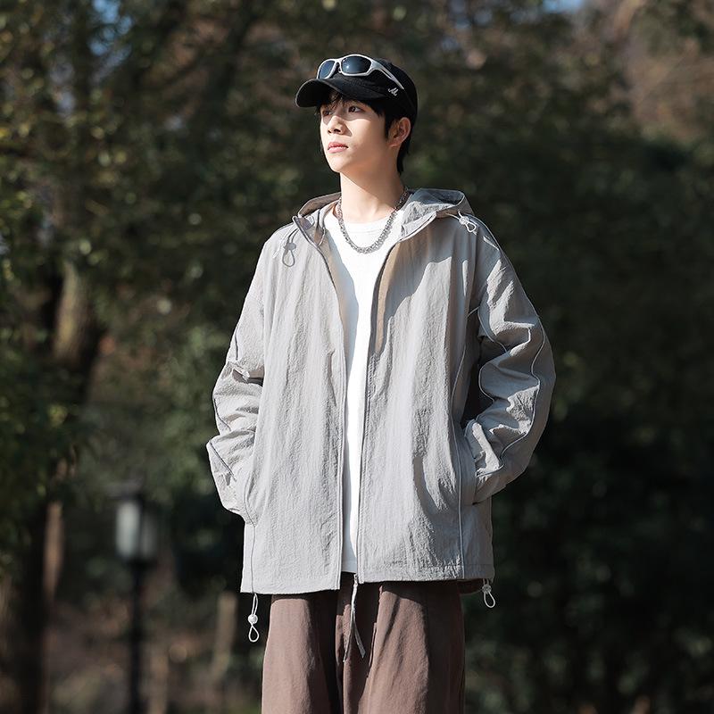 Męska kurtka letnia wiatrówka z jedwabiu lodowego z ochroną UV UPF50+