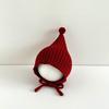 Winter Baby Knit Hat Cute Solid Color Infant Lacing Beanie Cap Kids Warm Woolen Ear Protection Pullover Hats