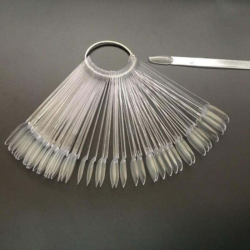 Nail Display Fan - 50 Colors, Gel Polish Swatch, Transparent Tips, Round Head