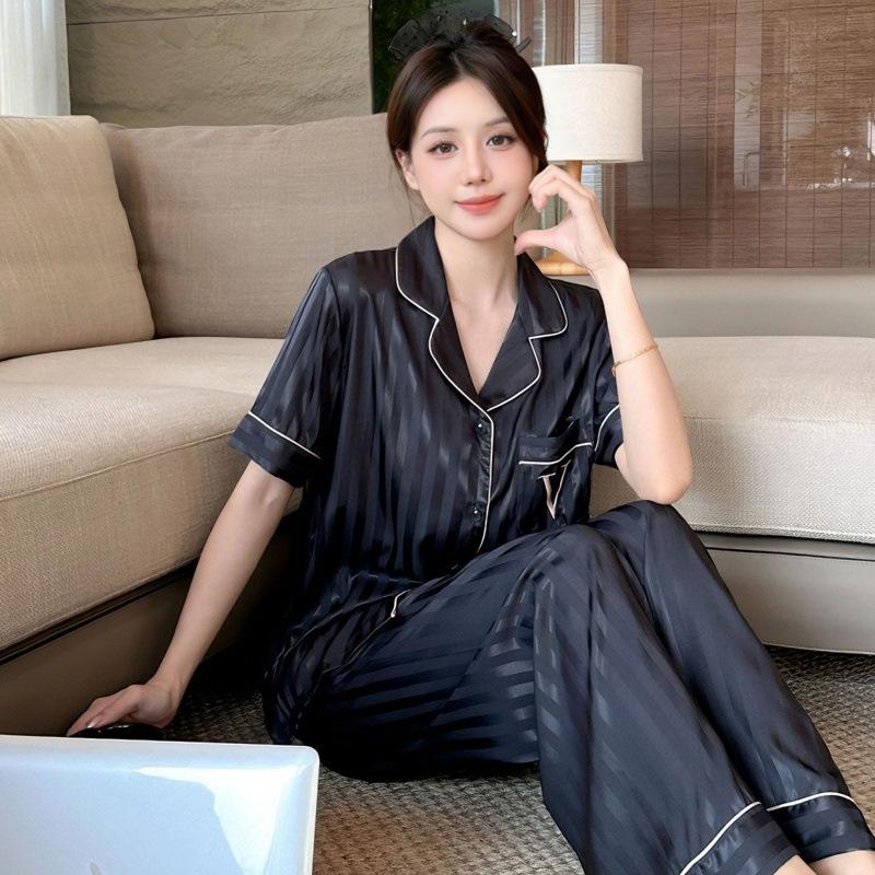 1011 new sweet new pajamas women's ice silk water light silk thin short-sleeved trousers women's high-end loungewear