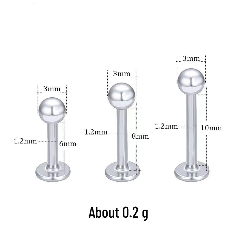 Stainless Steel Electroplated Multi-Color Ball Flat Base Lip Stud Jewelry