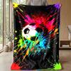 Soccer Ball Splash Art Theme blanket Lightweight Warm Flannel Blanket Decorative Throw Blanket for Home Decoration