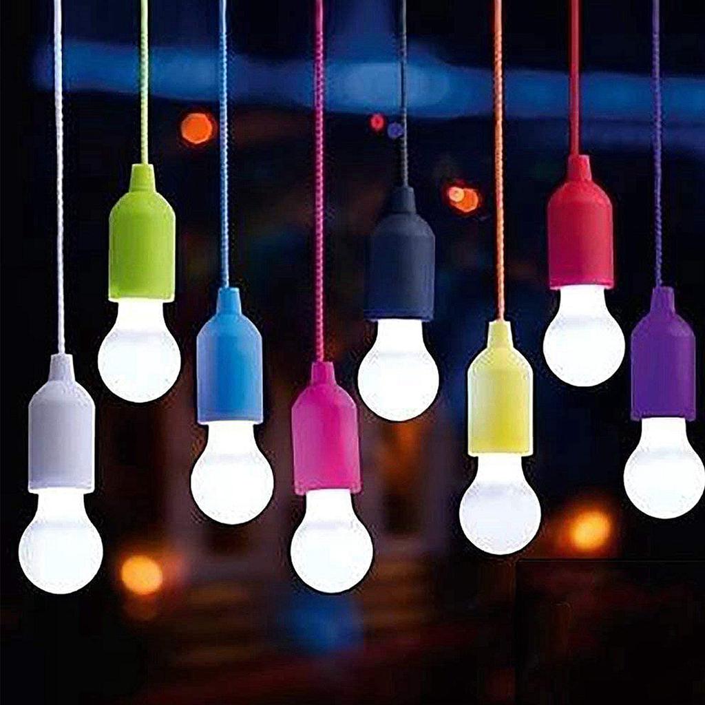 Portable Led Light Bulb Retro Hanging Colorful Pull Cord Bulbs Night Light For Home Garage Patio Tent