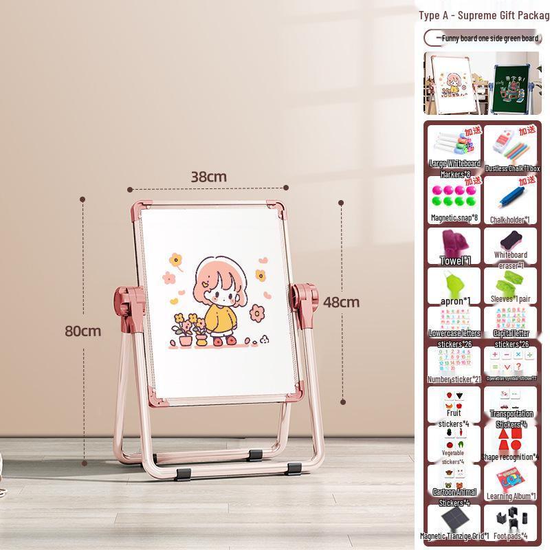 Double-Sided Magnetic Easel: Children's Erasable Drawing & Teaching Board