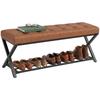 Schoenenbank met Kunstlederen Bekleding, Draagt tot 220 kg, 112x37x47 cm, Bruin