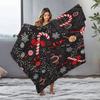 TU Festive Christmas Throw Blanket Cozy Holiday Flannel Blanket Reversible Winter Comforter Gingerbread House Design Gift for He