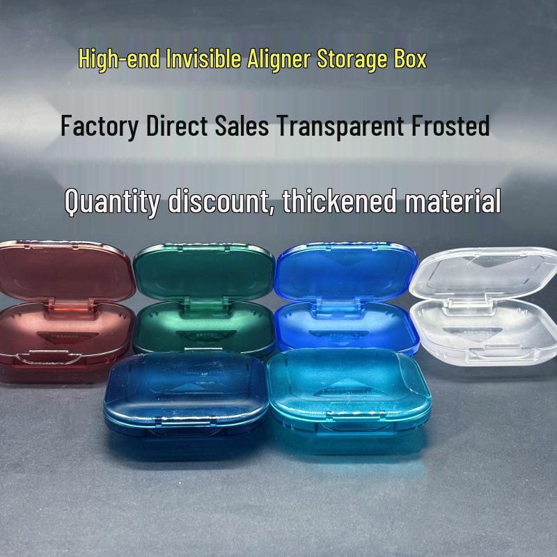 Denture and Retainer Storage Box - Frosted Translucent, Clear Aligner Holder