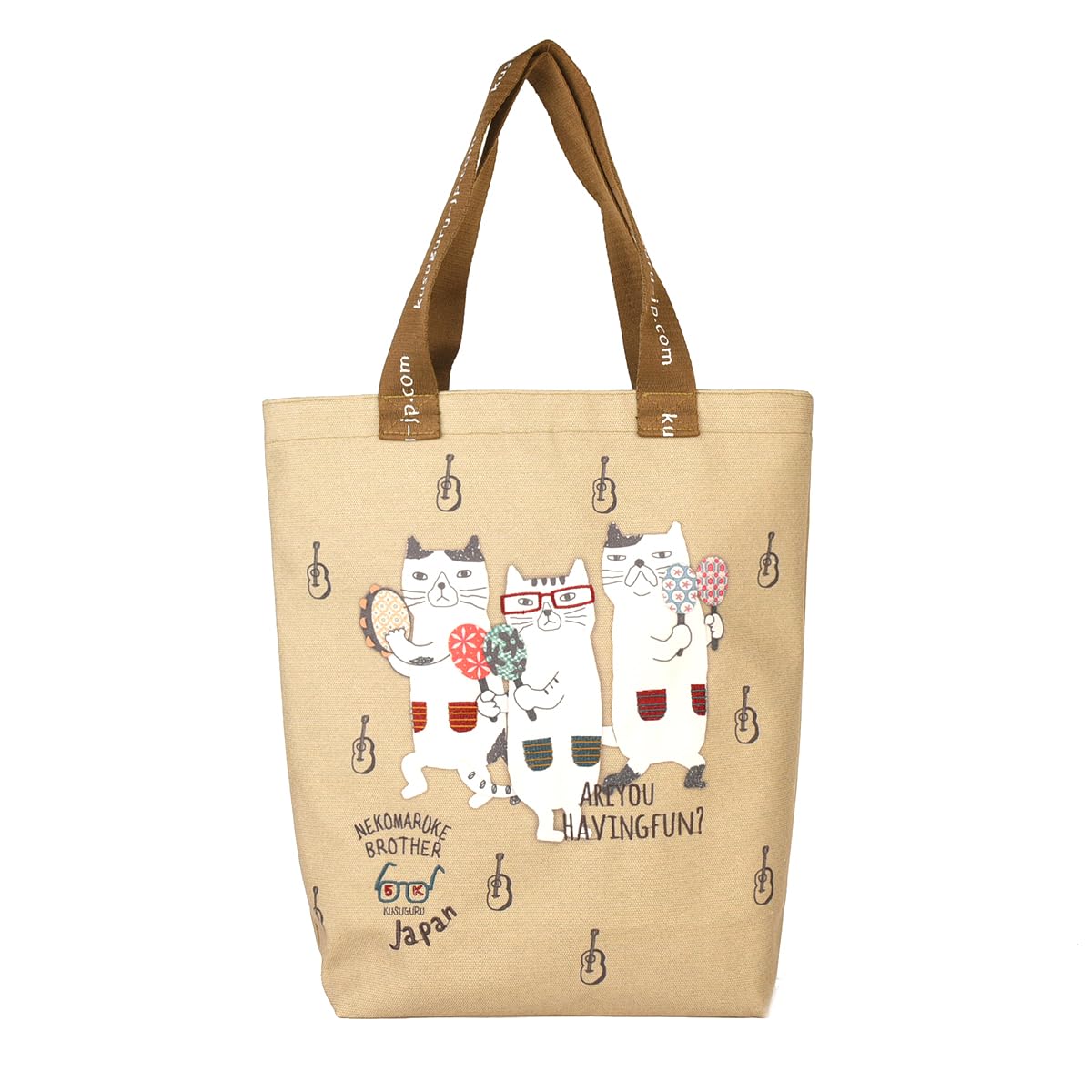 [Kusuguru Japan] Плотная тканевая сумка-тоут, Nekomaruke BE